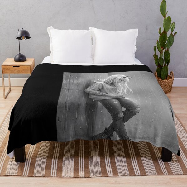 Item preview, Anime Girl in Rain, Monochrome designed and sold by DeBrainstore.