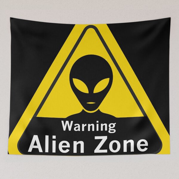 Item preview, Alien Zone – Minimalist UFO Warning Sign Design designed and sold by Italkam.