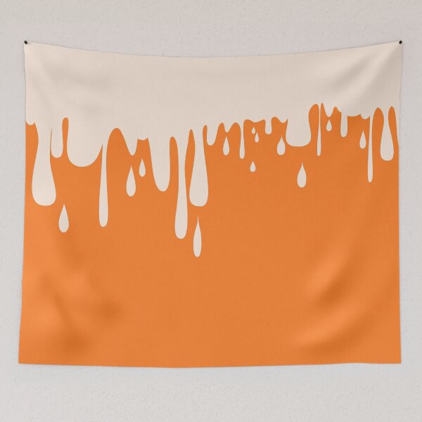 Item preview, 70's, 80s Punk Abstract Drip Painting in Orange and Cream designed and sold by MellowCat.
