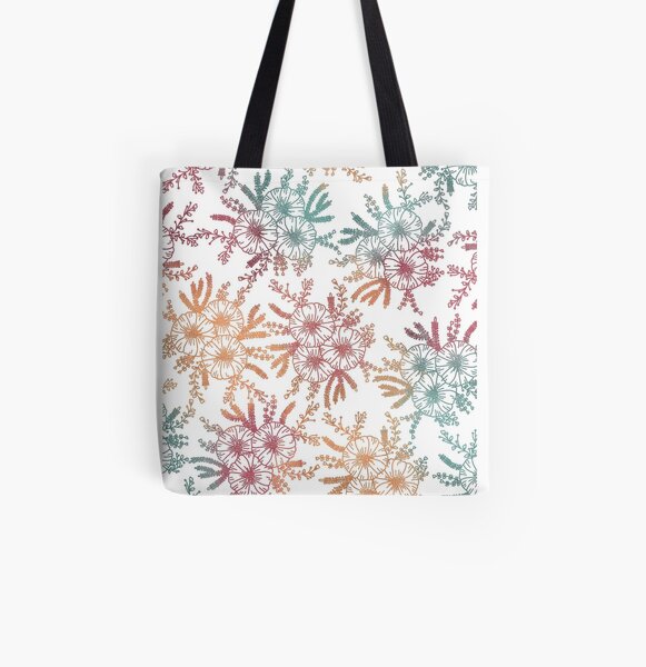 Rainbow Moss Roses All Over Print Tote Bag