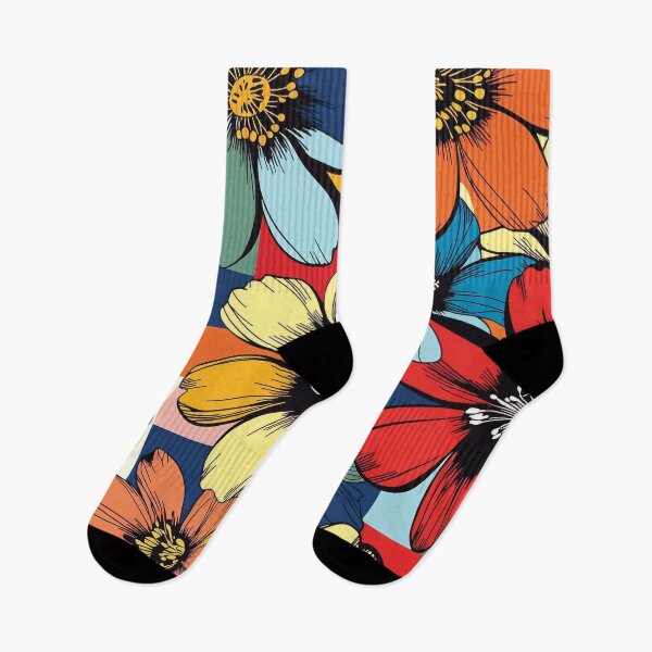 Item preview, Bold Colorful Retro Floral Pattern | Vibrant designed and sold by Foxglovers Studio .