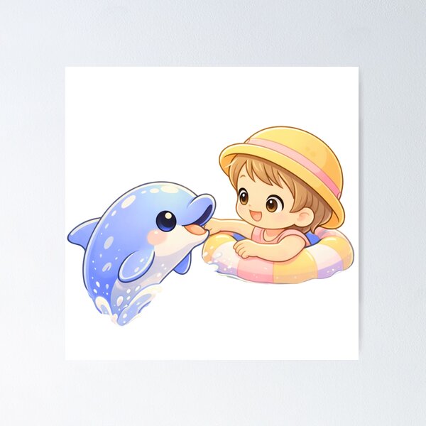 Item preview, Ocean Best Friends - Kawaii Dolphin & Child. designed and sold by Lylysun.