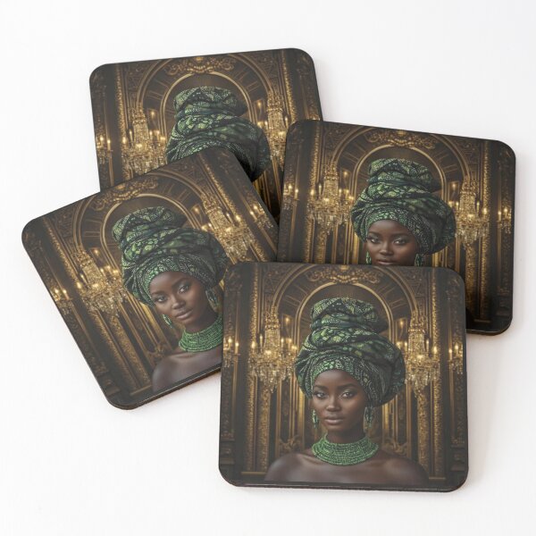 Item preview, Regal African Woman in Vibrant Green Gele Portrait designed and sold by Foxglovers Studio .