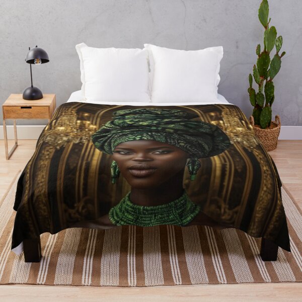 Item preview, Regal African Woman in Vibrant Green Gele Portrait designed and sold by Foxglovers Studio .