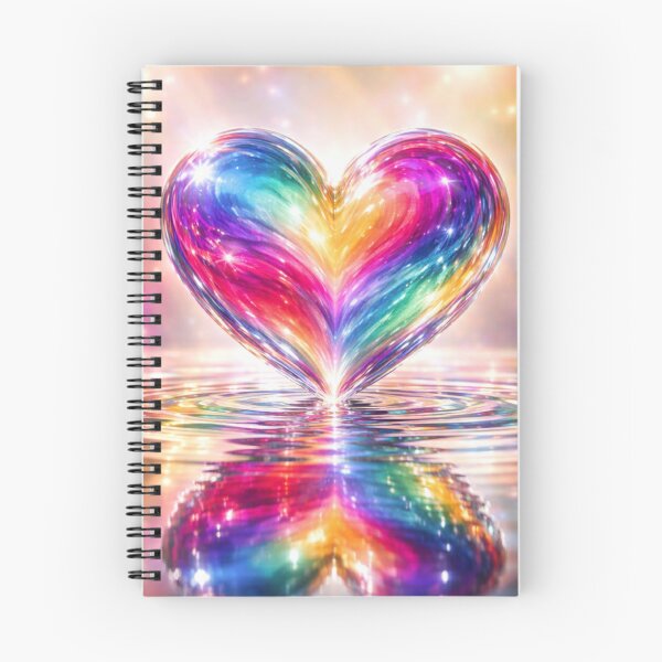 Item preview, A Glowing Rainbow Crystal Heart Reflecting On Shimmering Water Surface designed and sold by Dreamy Armine Art.