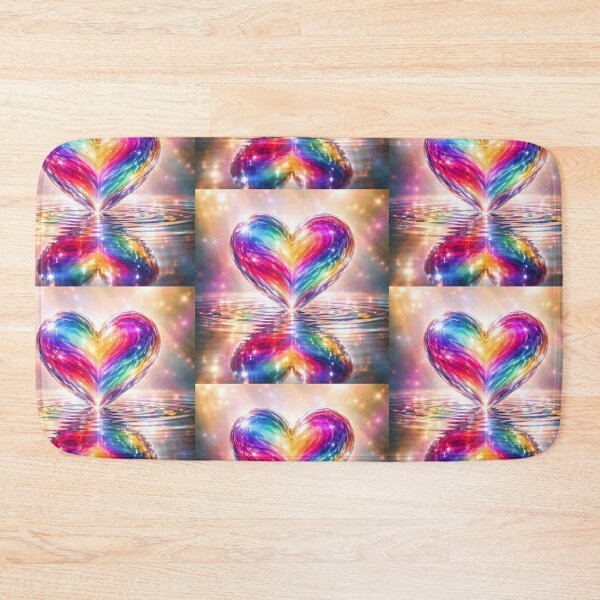 Item preview, A Glowing Rainbow Crystal Heart Reflecting On Shimmering Water Surface designed and sold by Dreamy Armine Art.