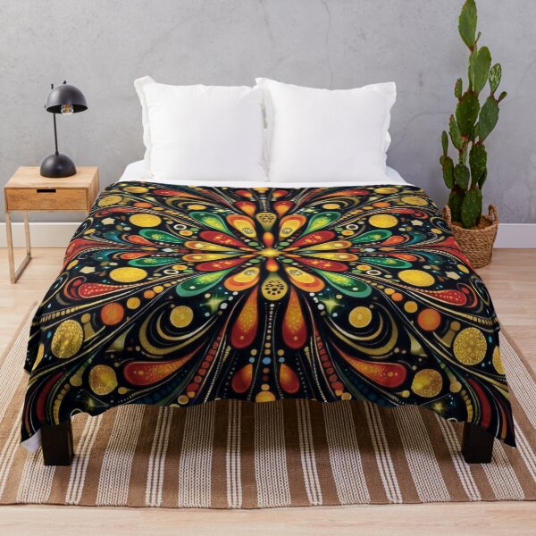 Item preview, Vibrant Psychedelic Mandala Floral Burst designed and sold by Foxglovers Studio .