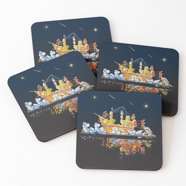 Item preview, Celestial Pirate Ship – Fantasy Anime Style Sailing Illustration at Night designed and sold by WanderfallWork.
