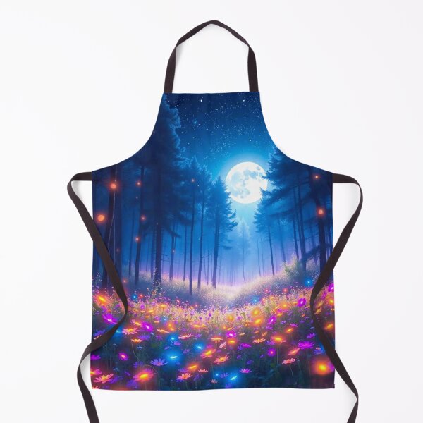 Item preview, glowing flowers in enhanced forest, full moon night designed and sold by PurvaNimfaMagic.