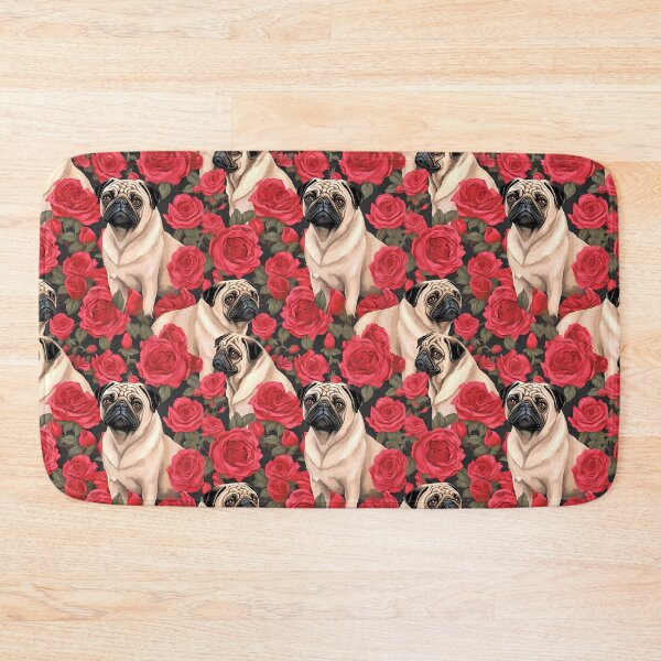 Item preview, Pug Dogs & Roses Throw Blanket designed and sold by candiscamera.