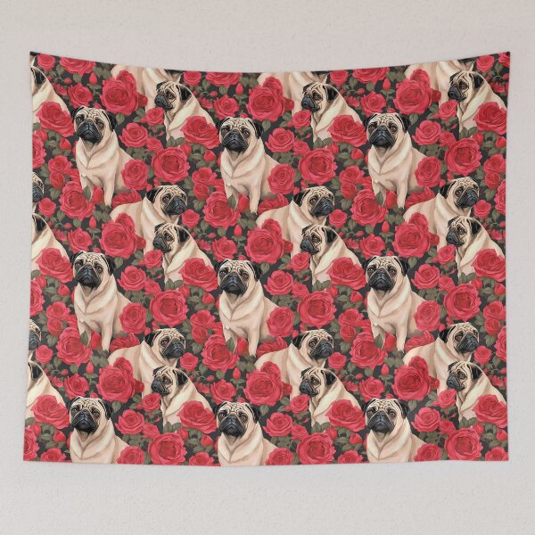 Item preview, Pug Dogs & Roses Throw Blanket designed and sold by candiscamera.