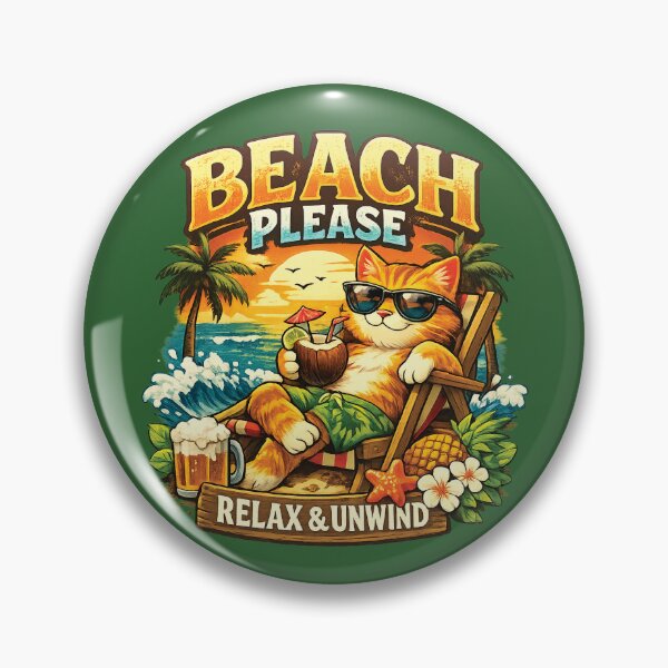 Item preview, Beach Please – Relax & Unwind Funny Summer Cat Art designed and sold by Foxglovers Studio .