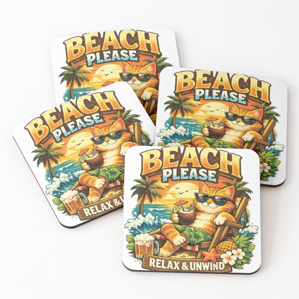 Item preview, Beach Please – Relax & Unwind Funny Summer Cat Art designed and sold by Foxglovers Studio .