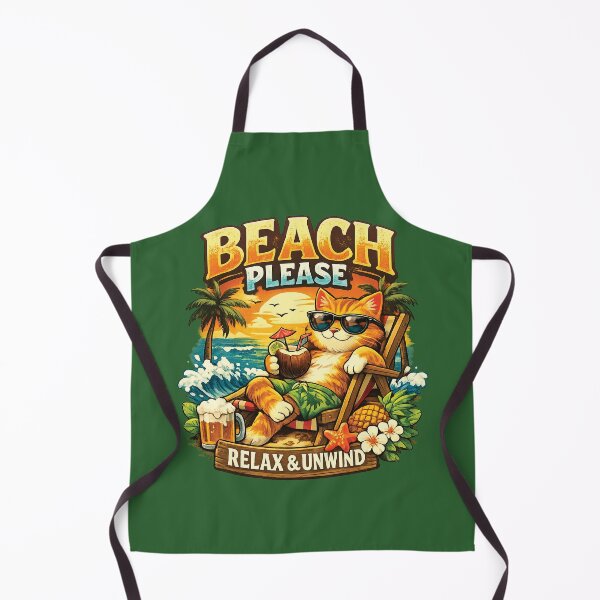 Item preview, Beach Please – Relax & Unwind Funny Summer Cat Art designed and sold by Foxglovers Studio .