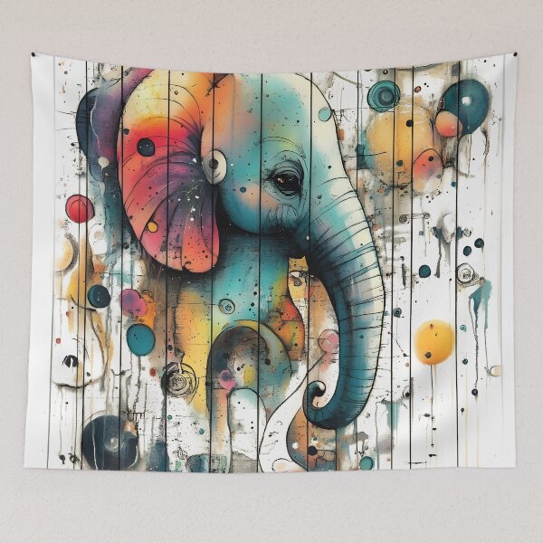Item preview, Colourful Abstract Elephant Portrait with Grunge Texture designed and sold by Shoot-The-Moon.