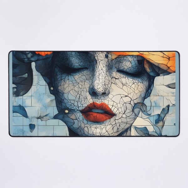 Item preview, Surreal Cracked Portrait with Orange Butterfly Accent designed and sold by Shoot-The-Moon.