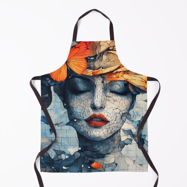 Item preview, Surreal Cracked Portrait with Orange Butterfly Accent designed and sold by Shoot-The-Moon.