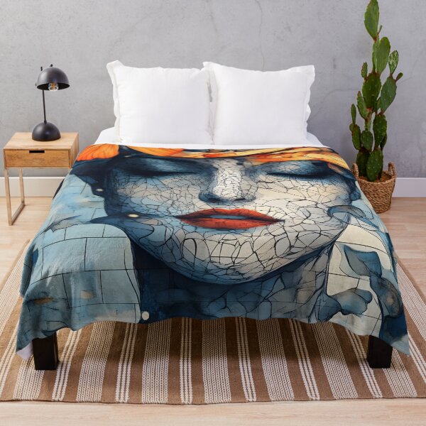 Item preview, Surreal Cracked Portrait with Orange Butterfly Accent designed and sold by Shoot-The-Moon.