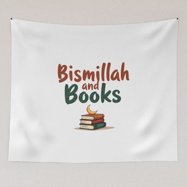 Item preview, Bismillah and Books Muslim T-Shirt | Islamic Bookworm Streetwear Tee for Readers, Students & Hijabi Girls designed and sold by Vajid Designs .