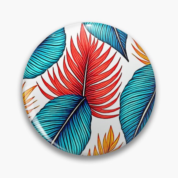 Item preview, Vibrant Tropical Leaf Pattern - Bold Teal, Red, and Orange Jungle Foliage designed and sold by Health And Fitness Posts e-Store.