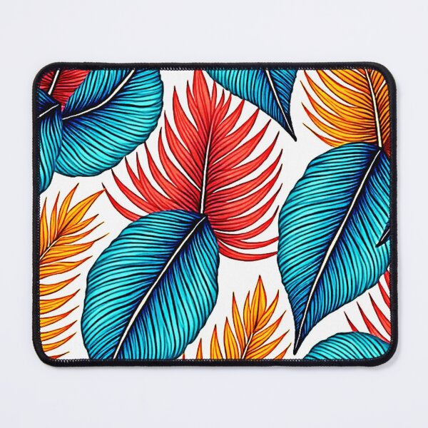 Item preview, Vibrant Tropical Leaf Pattern - Bold Teal, Red, and Orange Jungle Foliage designed and sold by Health And Fitness Posts e-Store.
