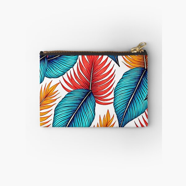 Item preview, Vibrant Tropical Leaf Pattern - Bold Teal, Red, and Orange Jungle Foliage designed and sold by Health And Fitness Posts e-Store.