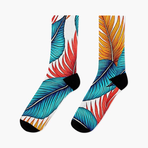 Item preview, Vibrant Tropical Leaf Pattern - Bold Teal, Red, and Orange Jungle Foliage designed and sold by Health And Fitness Posts e-Store.
