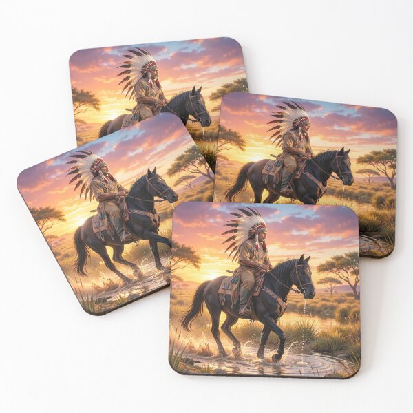 Item preview, Classic Earth and Sunset Rider – Native Spirit in Warm Light designed and sold by FotoworldEdel.