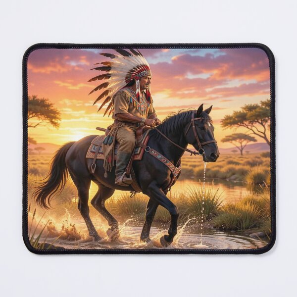 Item preview, Classic Earth and Sunset Rider – Native Spirit in Warm Light designed and sold by FotoworldEdel.