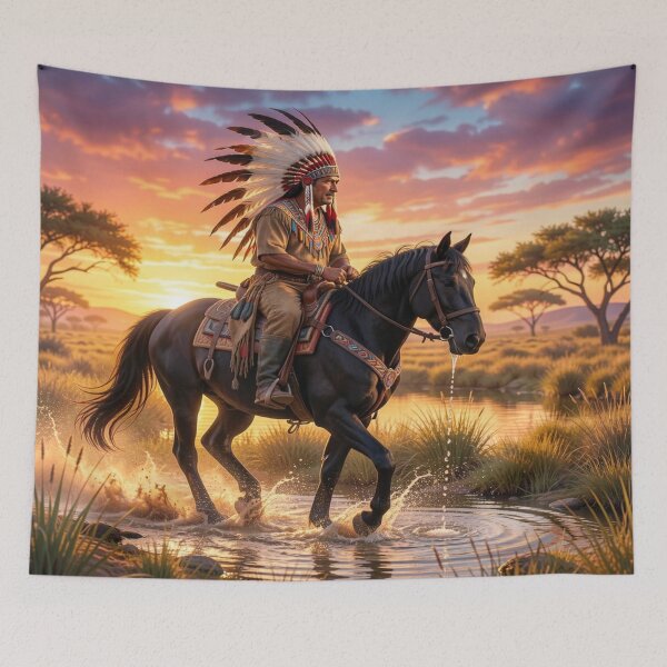 Item preview, Classic Earth and Sunset Rider – Native Spirit in Warm Light designed and sold by FotoworldEdel.