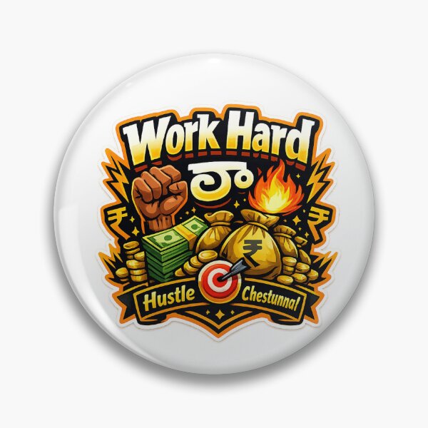 Item preview, Work Hard Ra ? Telugu Hustle Sticker | 4K Transparent T-Shirt Design designed and sold by TinyVibes Studio.