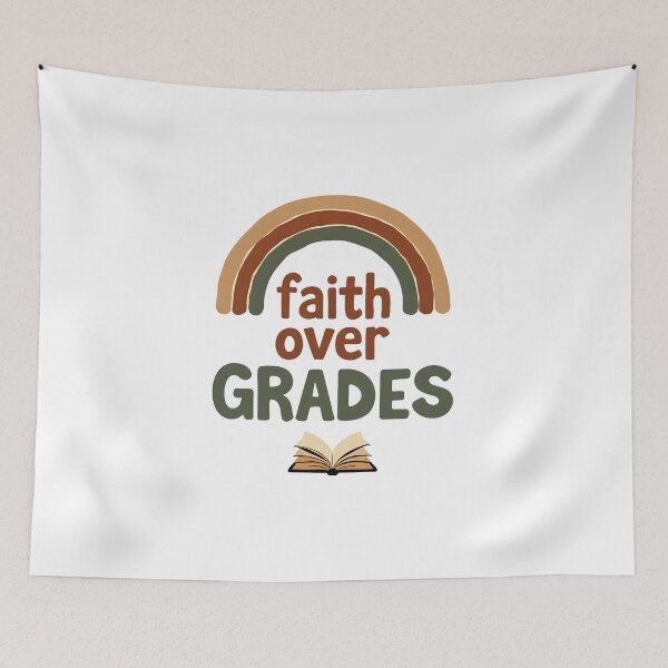 Item preview, Faith Over Grades Muslim T-Shirt | Rainbow Islamic Student Streetwear Tee for School, College & Hijabi Girls designed and sold by Vajid Designs .