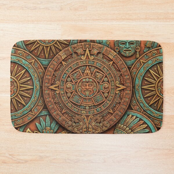 Item preview, Ancient Aztec Sun Stone Relief Bronze Pattern designed and sold by DGtaLrtcom.