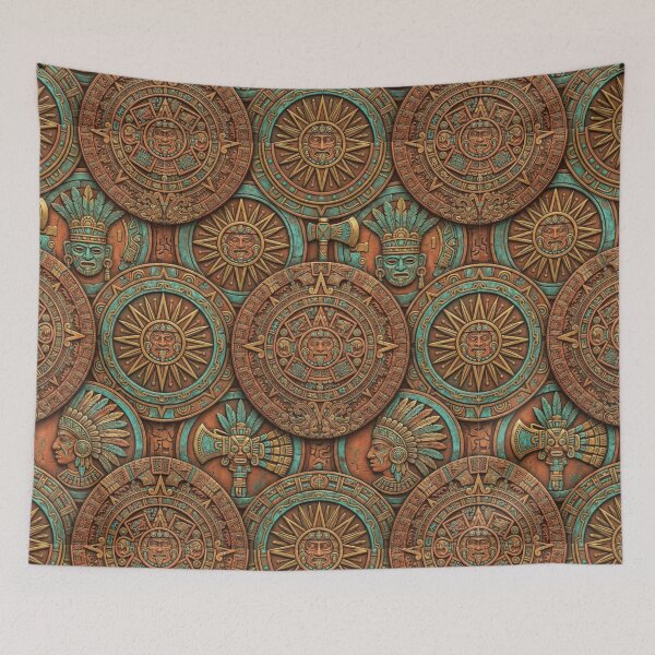Item preview, Ancient Aztec Sun Stone Relief Bronze Pattern designed and sold by DGtaLrtcom.