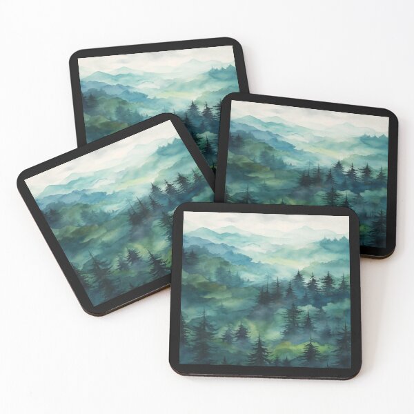 Item preview, Beautiful Blue Green Mountain Forest Artwork  designed and sold by NivyasArtistry.