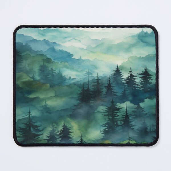Item preview, Beautiful Blue Green Mountain Forest Artwork designed and sold by NivyasArtistry.