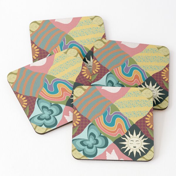Item preview, Vintage 70s Boho Patchwork Aesthetic Pattern designed and sold by Seamlessly Buffalo.