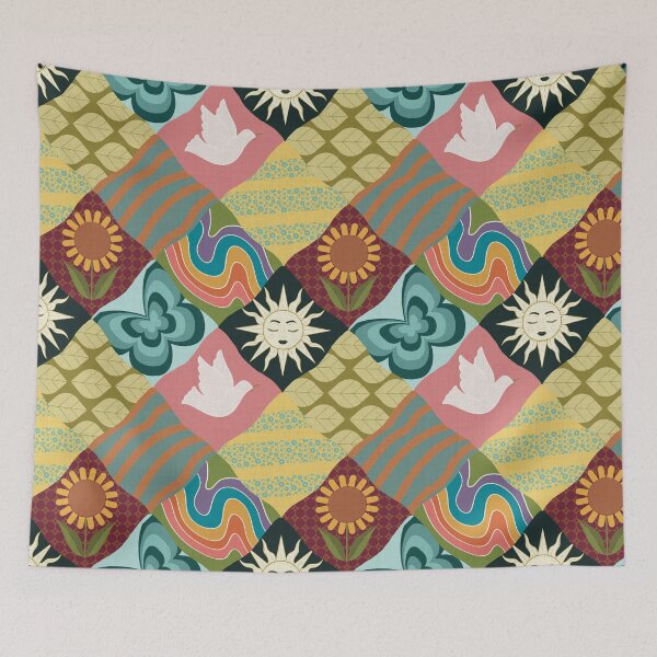 Item preview, Vintage 70s Boho Patchwork Aesthetic Pattern designed and sold by Seamlessly Buffalo.