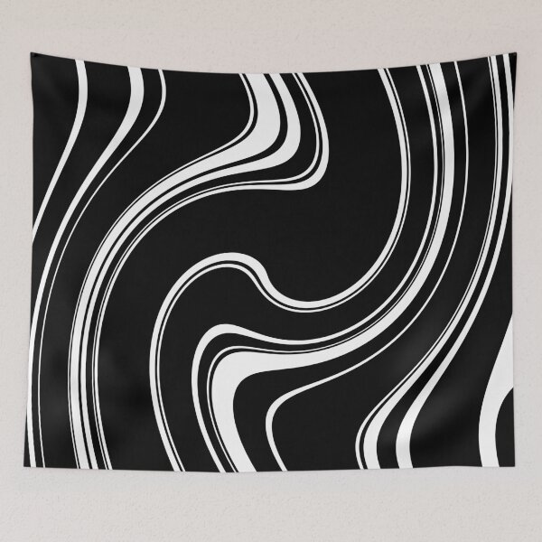 Item preview, 60's, 70's Retro Liquid Stripe in Black and White designed and sold by MellowCat.