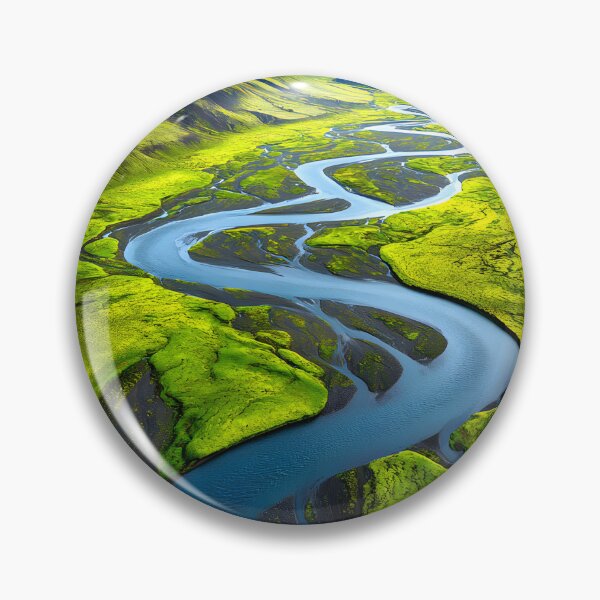 Item preview, Lush Green Landscape with Winding River in Iceland designed and sold by Artessie.
