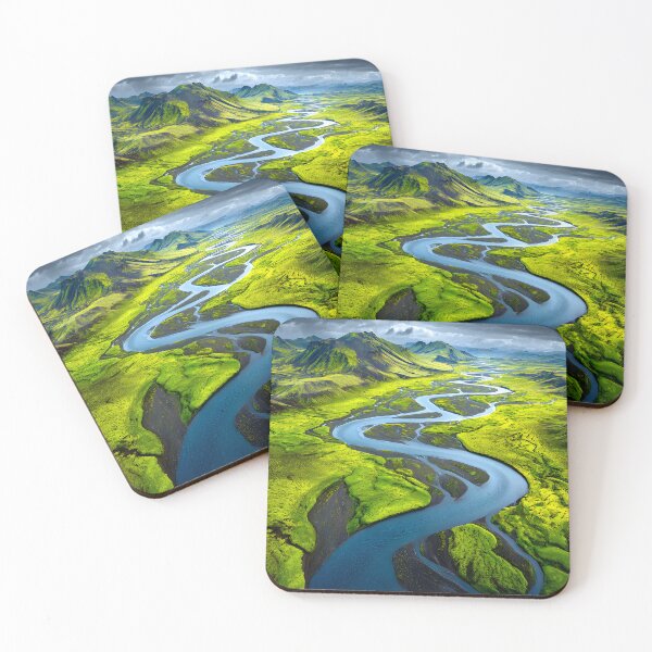 Item preview, Lush Green Landscape with Winding River in Iceland designed and sold by Artessie.