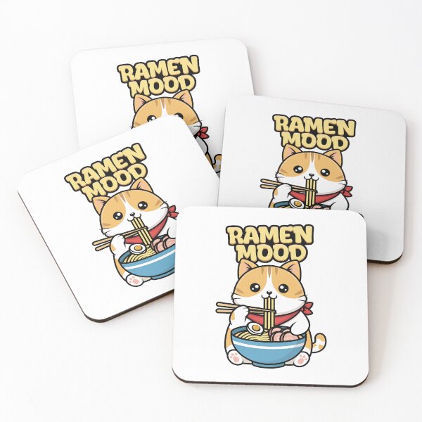 Item preview, Cute Ramen Mood Cat Eating Noodles Kawaii Illustration designed and sold by Oblique21.