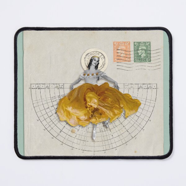 Item preview, Golden Petal Skirt Ballerina – Vintage Collage Art Print designed and sold by The Blue Window.