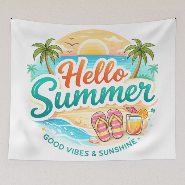 Item preview, Hello Summer Good Vibes Sunshine Design designed and sold by DesignerThreads.