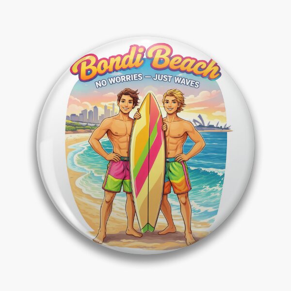 Item preview, Bondi Beach – No Worries Just Waves | 80s Retro Surf Posters and Shirt Designs designed and sold by Earth Celebration Designs.