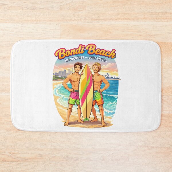 Item preview, Bondi Beach – No Worries Just Waves | 80s Retro Surf Posters and Shirt Designs designed and sold by Earth Celebration Designs.