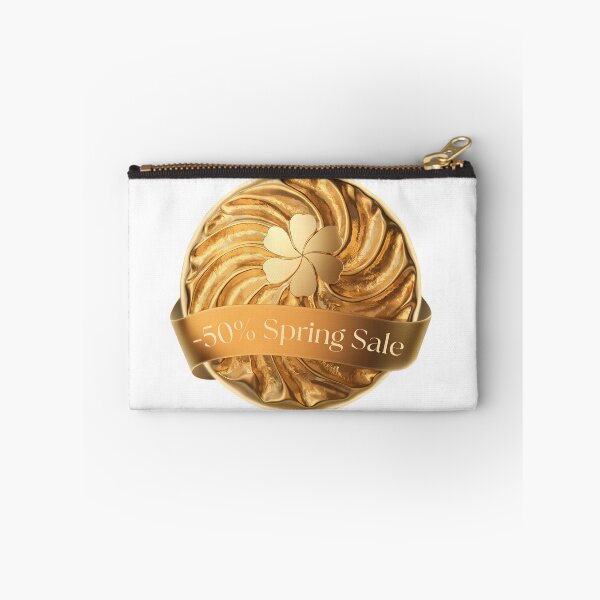 Item preview, Golden spring sale banner with 50 percent discount and four leaf clover designed and sold by Creative88Art.
