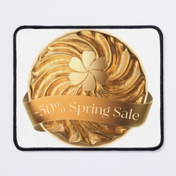 Item preview, Golden spring sale banner with 50 percent discount and four leaf clover designed and sold by Creative88Art.