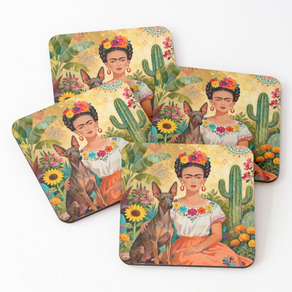 Item preview, Best Dog Mum Ever Cute Folk Art Dog Lover Gift Xolo Frida Kahlo designed and sold by SoniaSarkali.