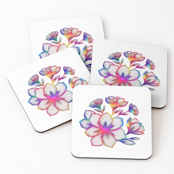 Item preview, Vibrant rainbow flowers with intricate line details bloom beautifully designed and sold by Creative88Art.
